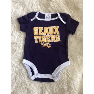 LSU Tigers Rivalry Threads Baby Bodysuit 0-3 Month Purple White Geaux Tigers New